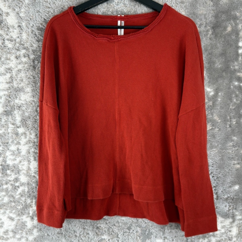 Athropologie Size S Textured Casual Top Red Long Sleeve Pullover